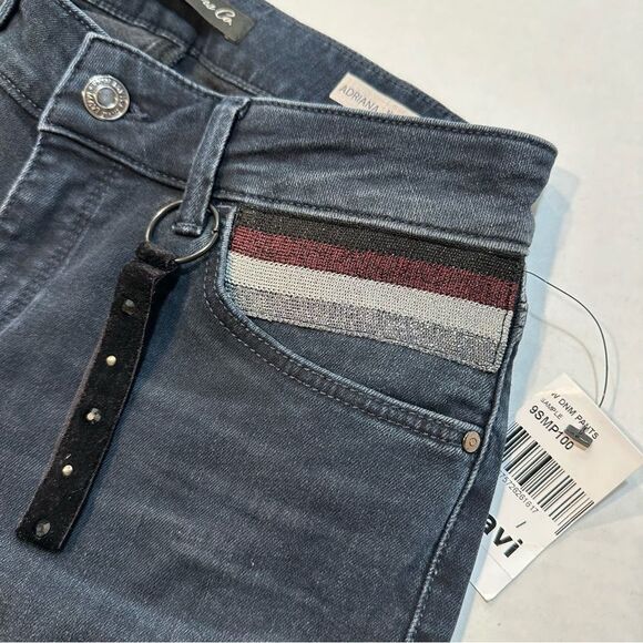 Mavi Adriana Jeans Mid Rise Super Skinny Dark Wash Glitter Pocket Size 27 NWT - Picture 4 of 12